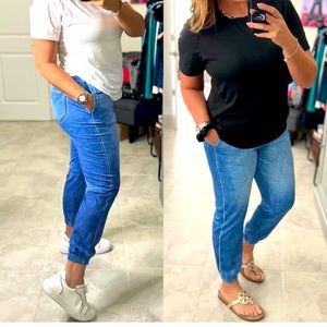 Zyia denim joggers size small, new